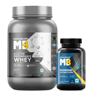 Biozyme Performance Whey 1 kg & Magnesium Glycinate 60 Tabs Combo